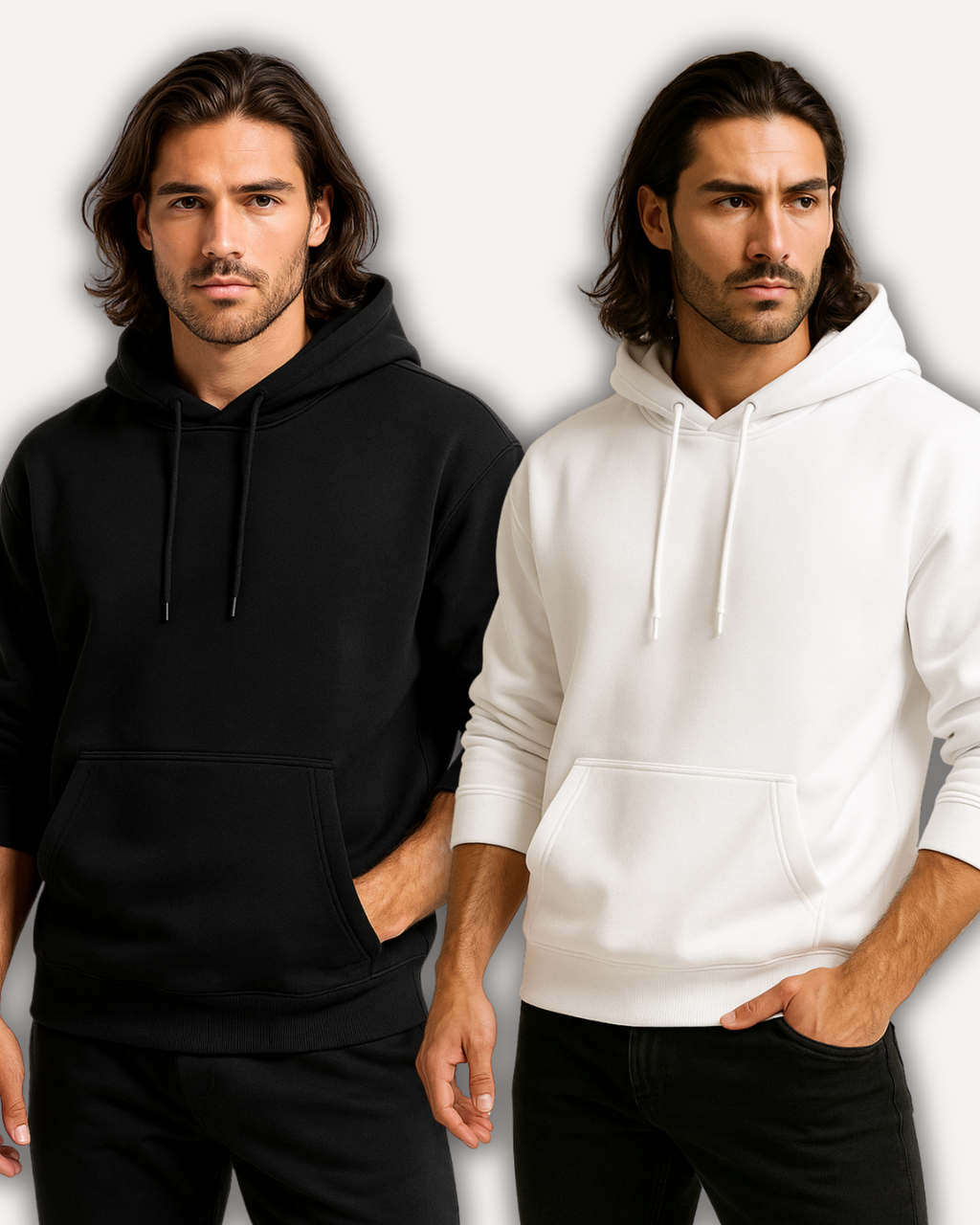 Pack of 2 Men’s Basic Hoodies - Black & White