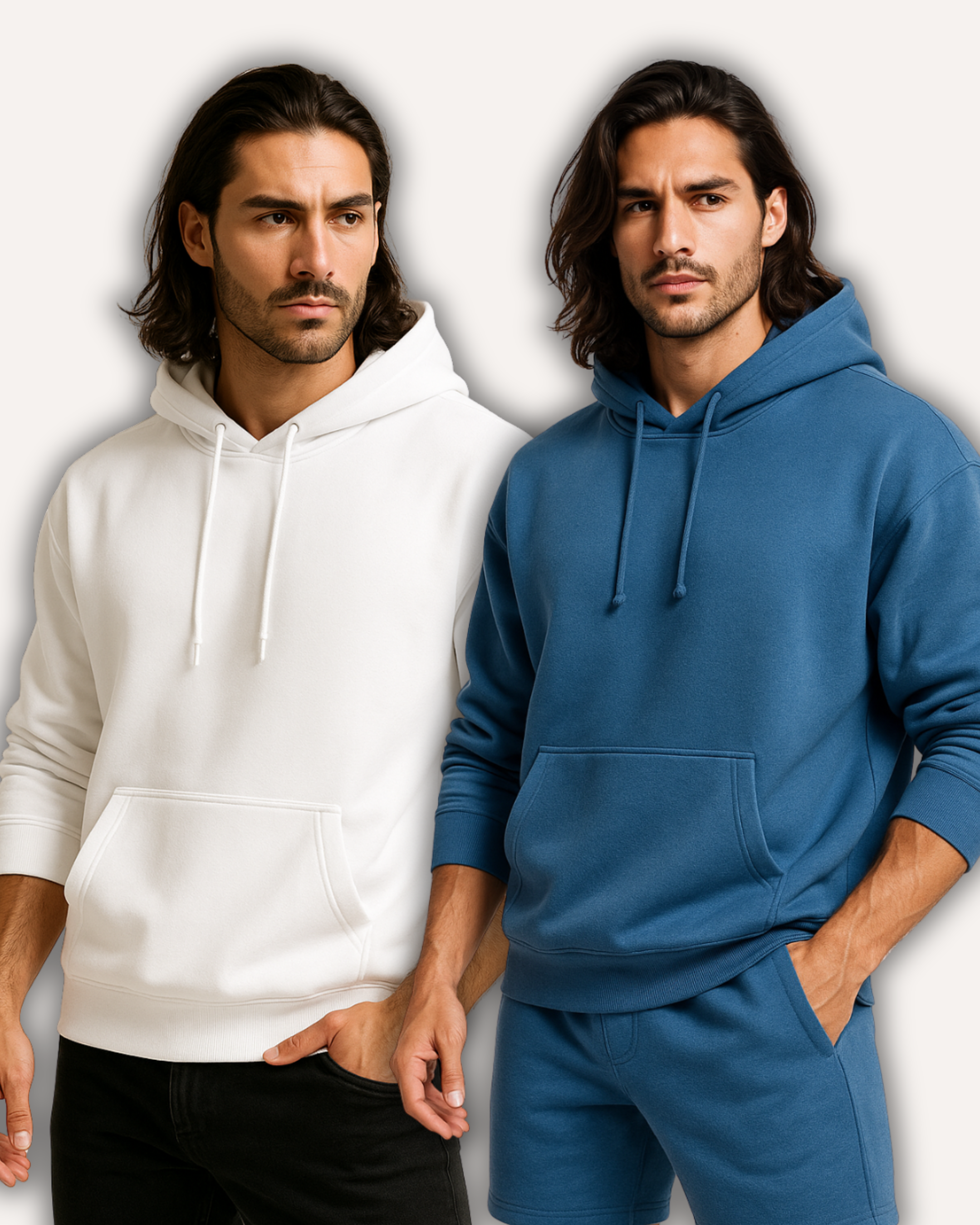 Pack of 2 Men’s Basic Hoodies - White & Blue