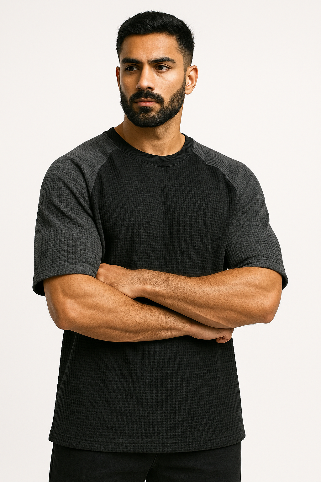 Oversized Waffle Knit Raglan T-Shirt