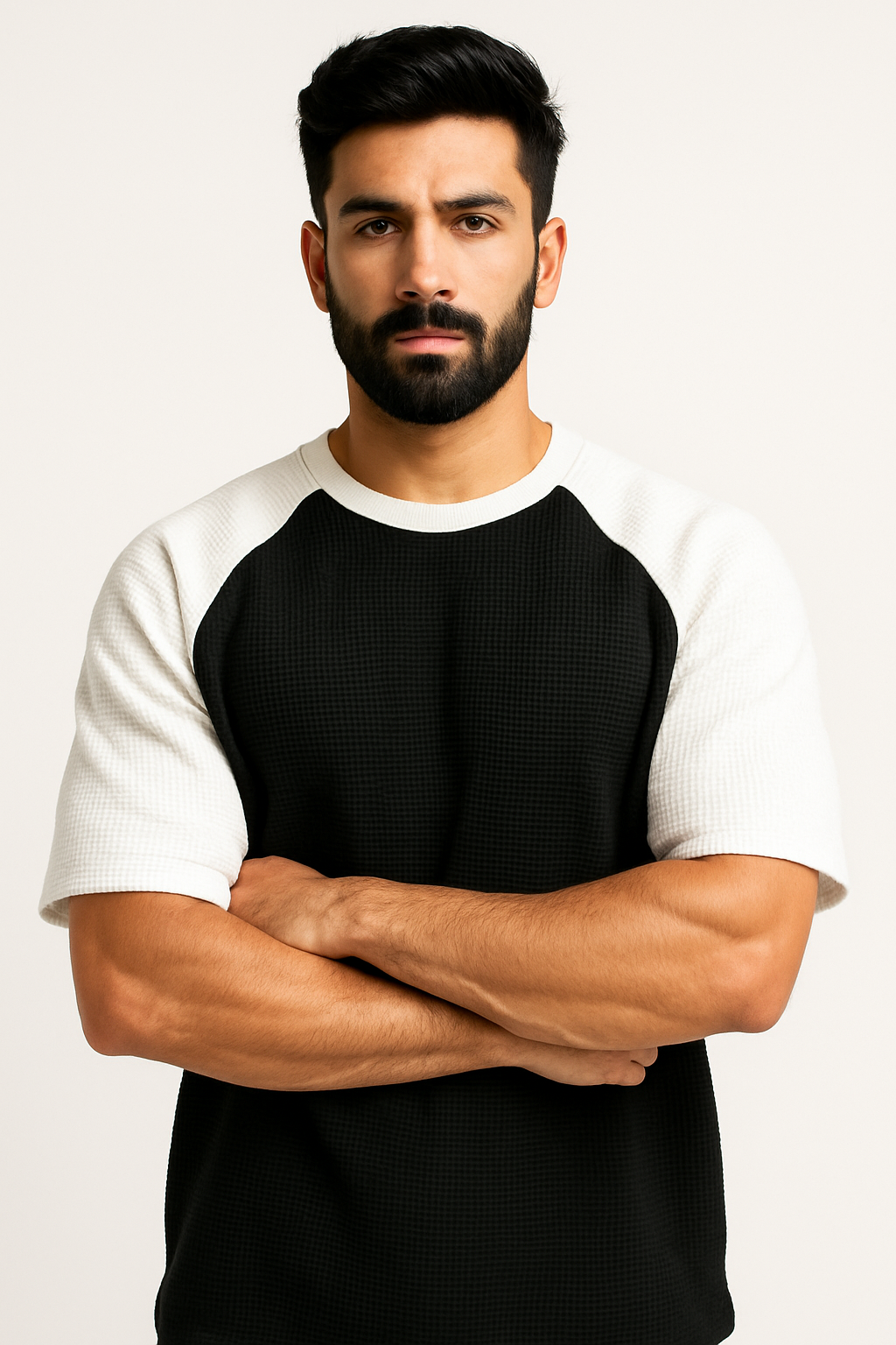 Oversized Waffle Knit Raglan T-Shirt