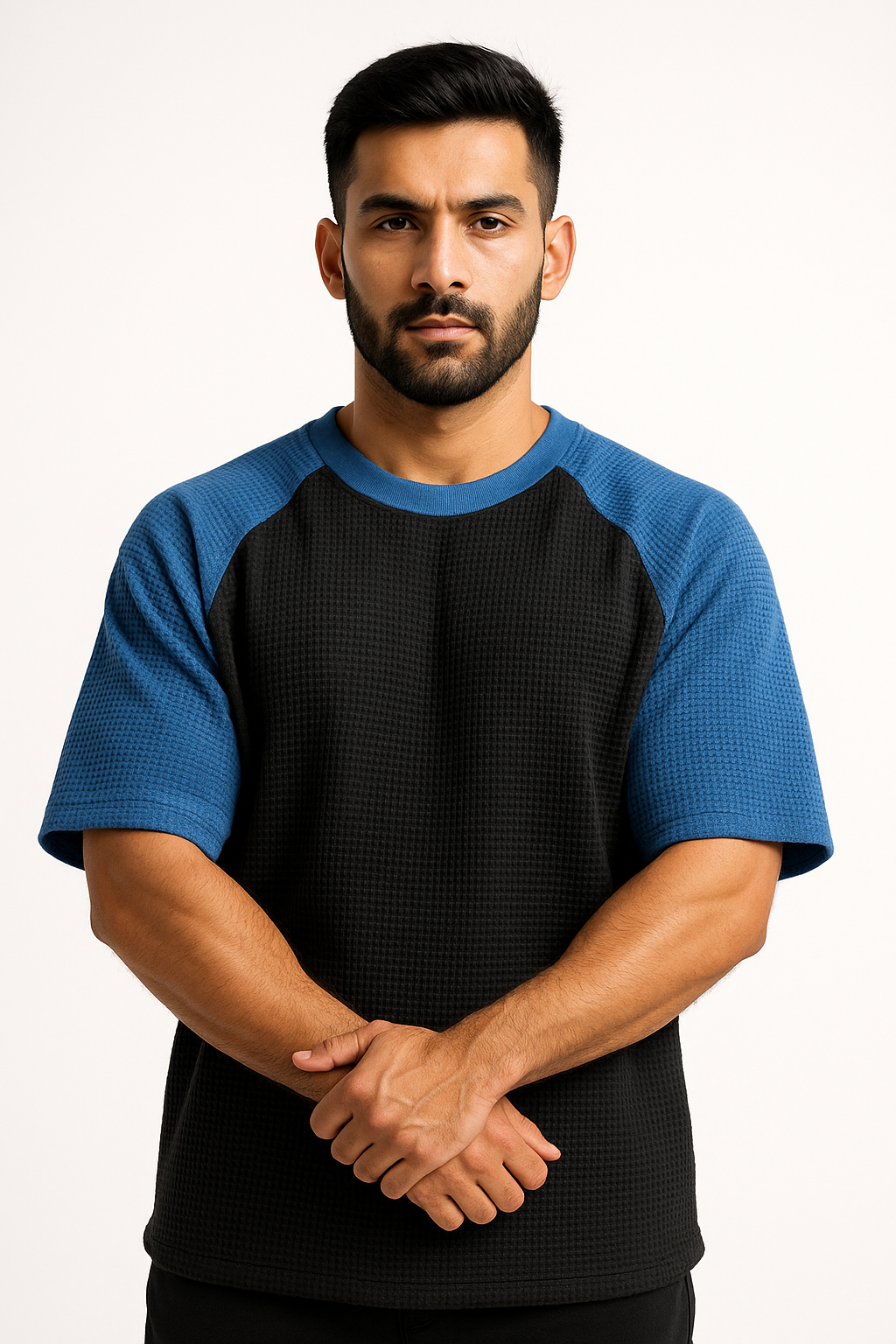 Oversized Waffle Knit Raglan T-Shirt