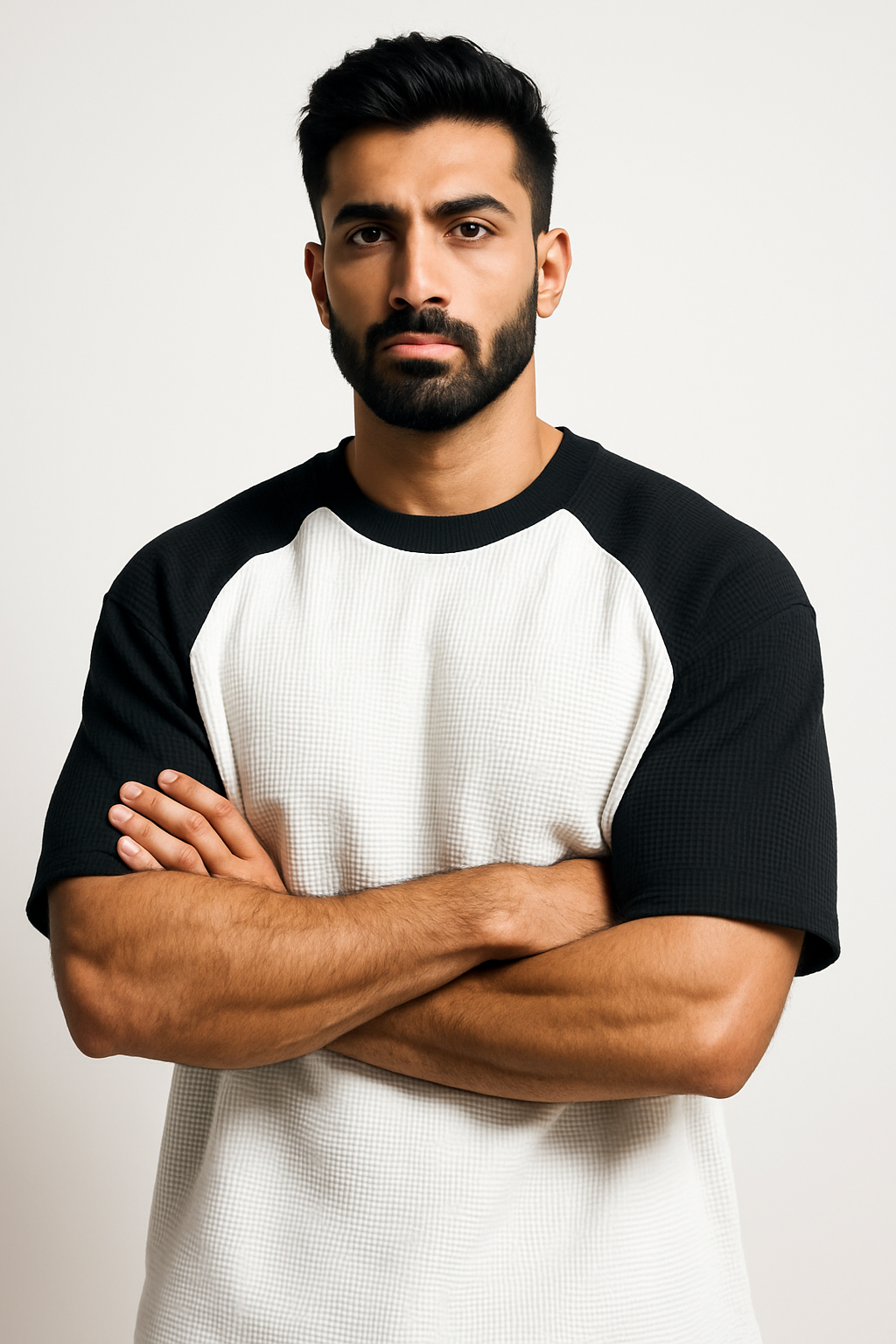 Oversized Waffle Knit Raglan T-Shirt