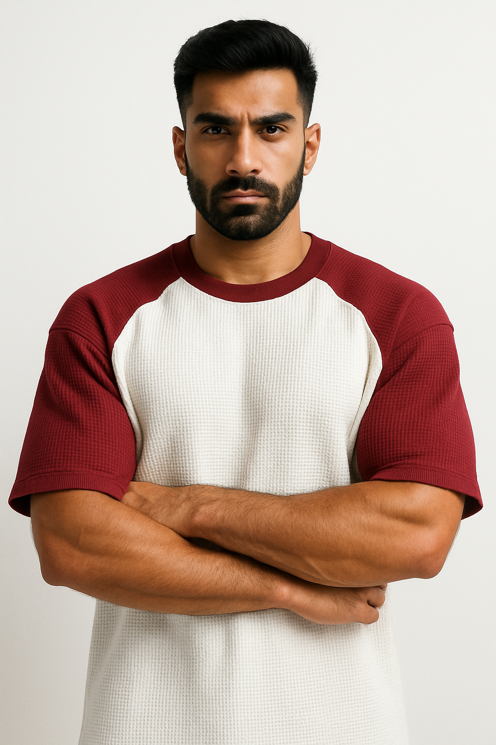 Oversized Waffle Knit Raglan T-Shirt