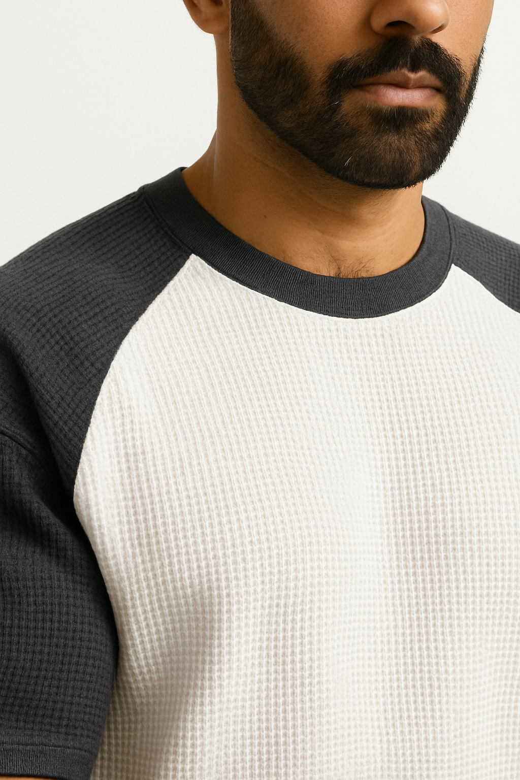 Oversized Waffle Knit Raglan T-Shirt