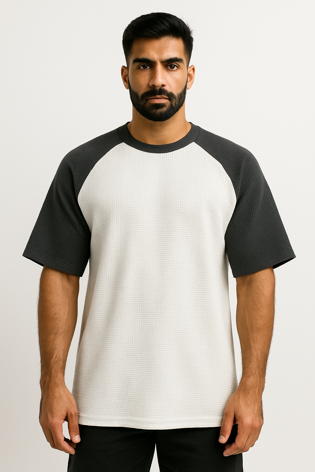 Oversized Waffle Knit Raglan T-Shirt