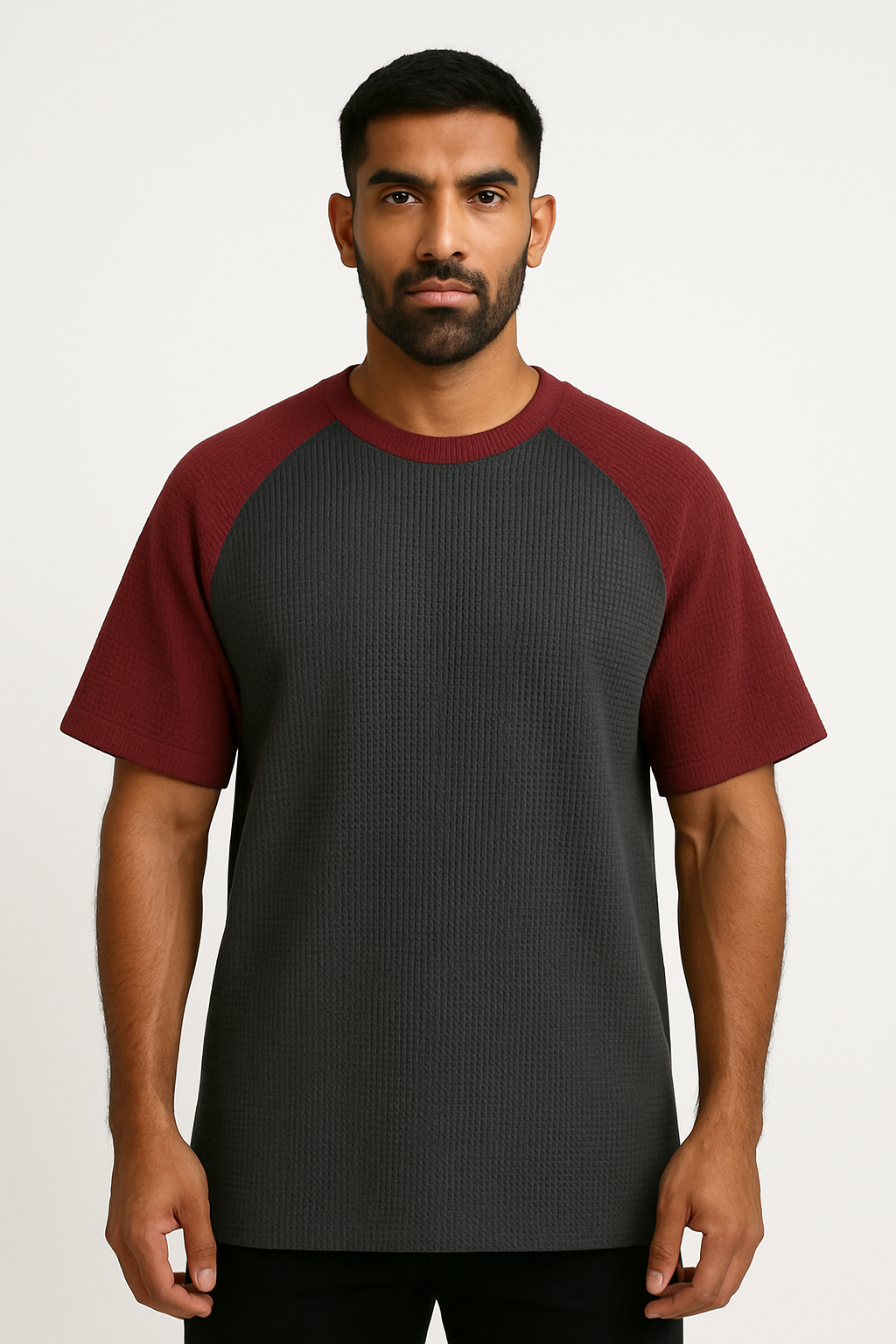 Oversized Waffle Knit Raglan T-Shirt