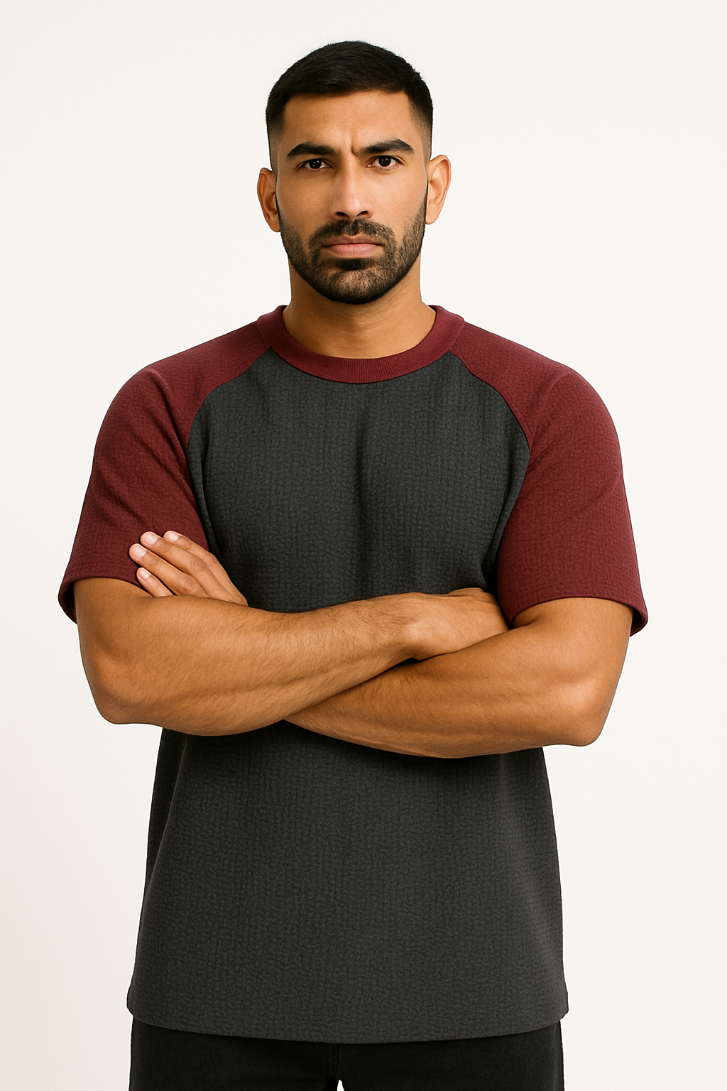 Oversized Waffle Knit Raglan T-Shirt