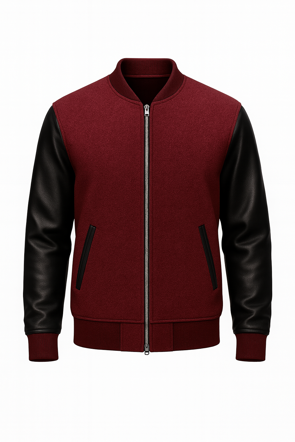 Men’s Maroon Fleece Bomber Jacket