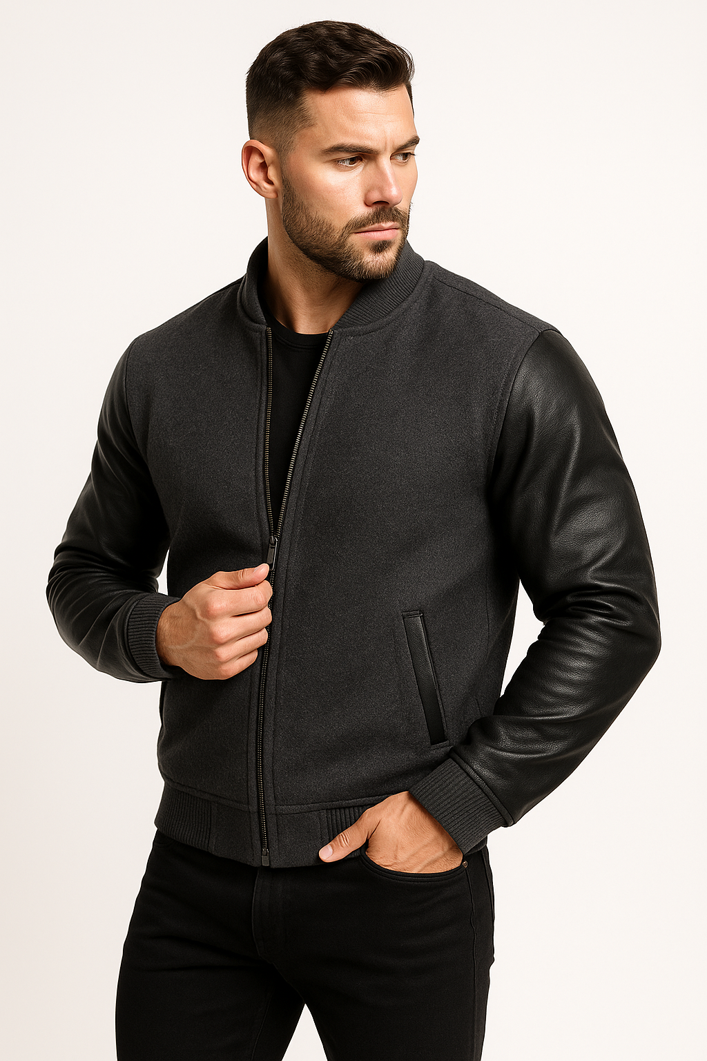 Men’s Black Fleece Bomber Jacket