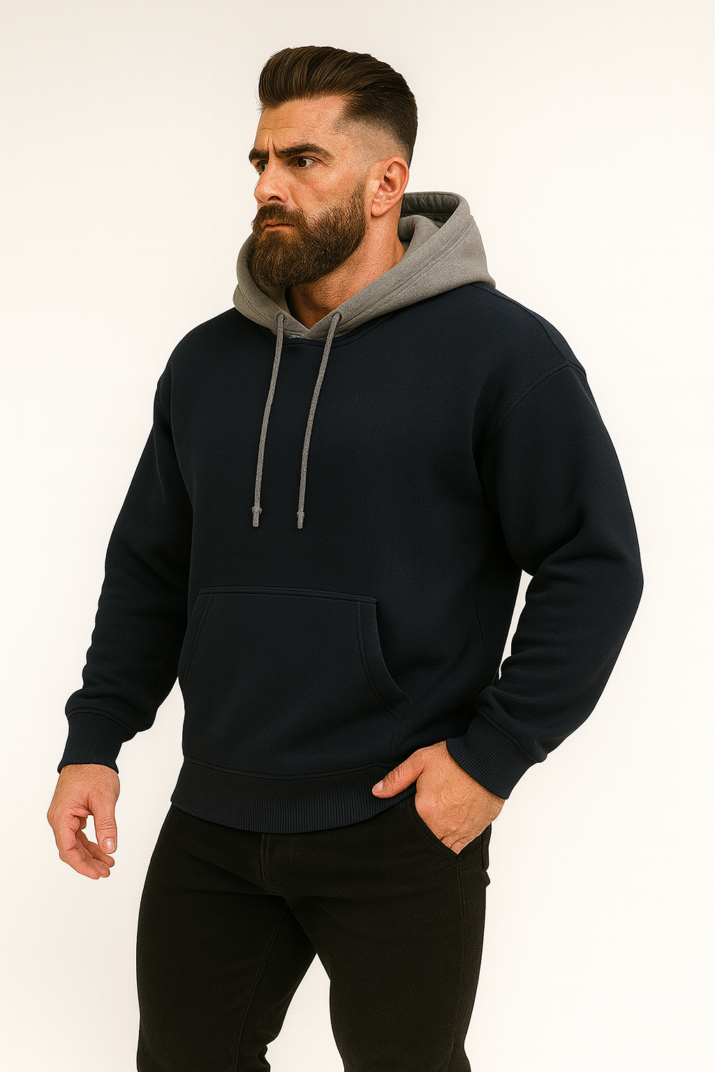 Two-Tone Hoodie for Men – Drop Shoulder