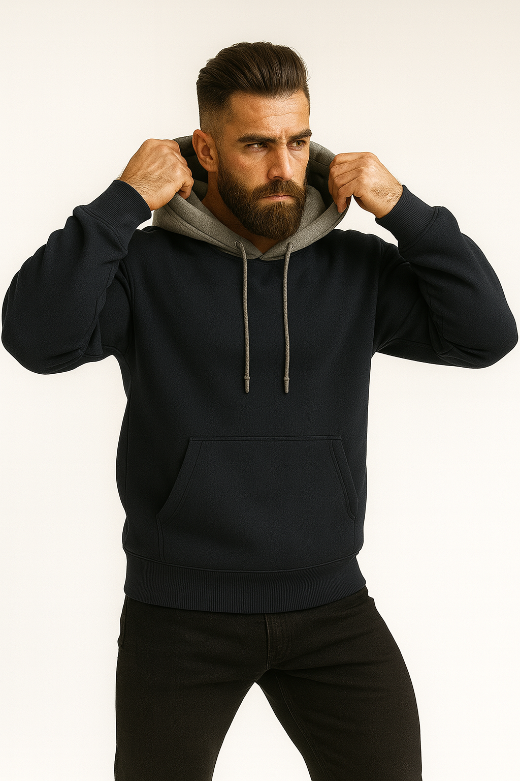 Two-Tone Hoodie for Men – Drop Shoulder