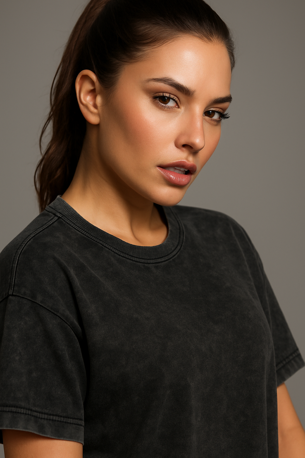 Acid Wash Oversized Tee for Women