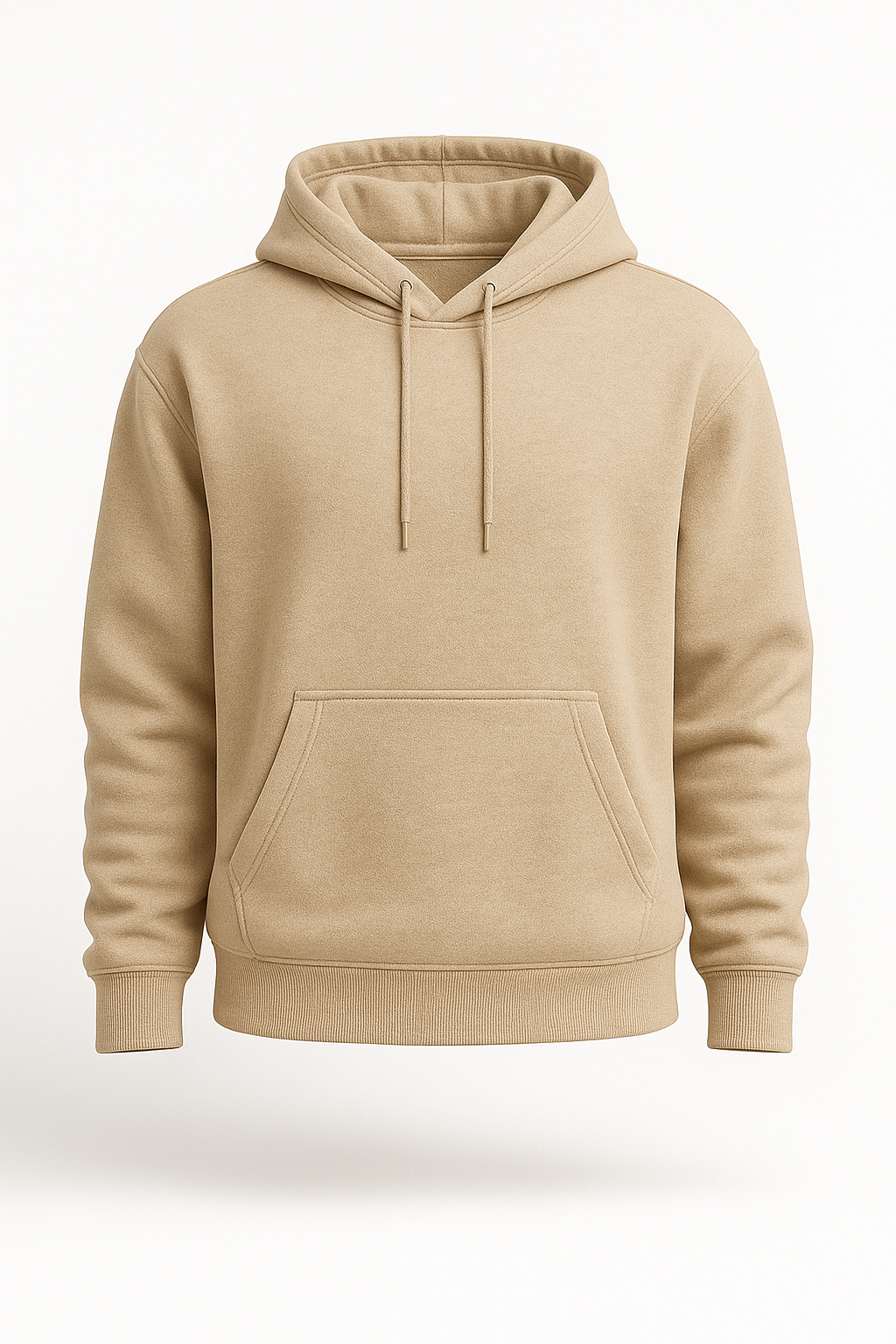 Beige Basic Hoodie for Men – Drop Shoulder