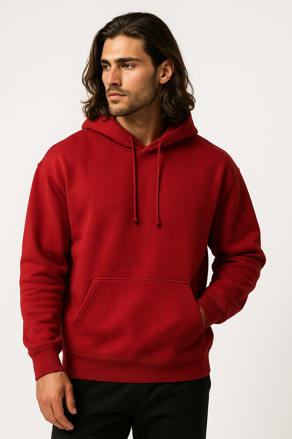 Red Basic Hoodie for Men – Drop Shoulder