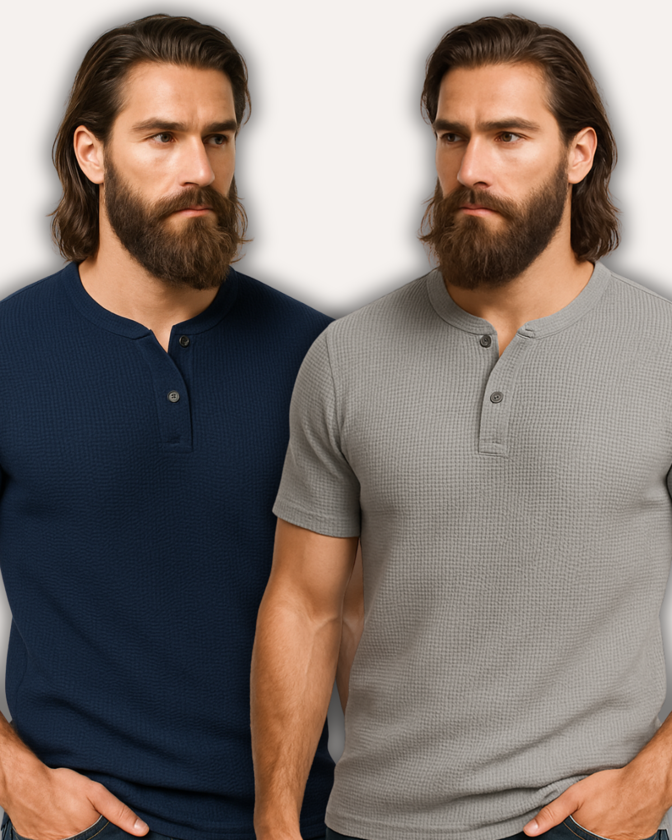 Pack of 2 Waffle Knit Henley T-Shirts